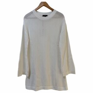 Quince Women Open Knit Long Sleeve Cover Up Mini Dress Size S White Beach Travel